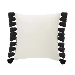 Sale Kirklands Home Black and White Cotton Throw Pillow with Tassels