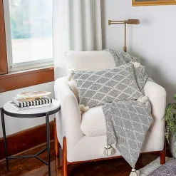 Online Kirklands Home Black and White Diamond Woven Lumbar Pillow