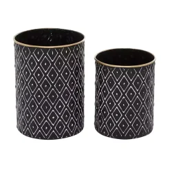 Sale Kirklands Home and White Embossed Diamond Jars, Set of 2 Black