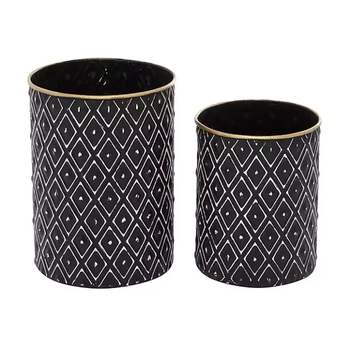 Sale Kirklands Home and White Embossed Diamond Jars, Set of 2 Black