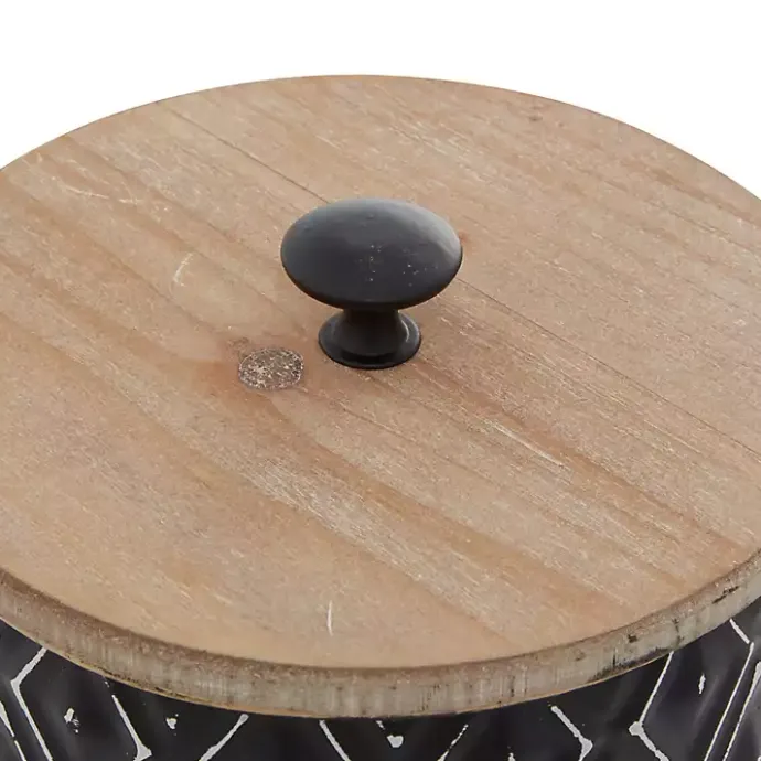 Sale Kirklands Home and White Embossed Diamond Jars, Set of 2 Black