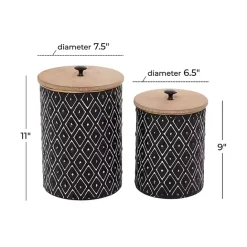 Sale Kirklands Home and White Embossed Diamond Jars, Set of 2 Black
