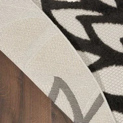 Best Kirklands Home Black and White Floral Round Outdoor Area Rug, 5x5