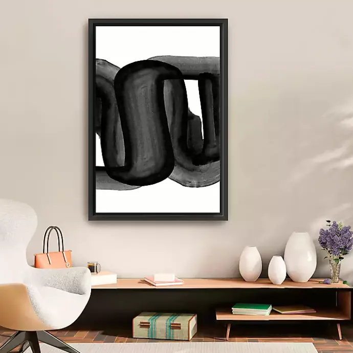 Outlet Kirklands Home Black and White Flow Bend Framed Canvas Art Print
