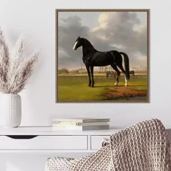 Online Kirklands Home Black and White Horse Framed Canvas Art Print