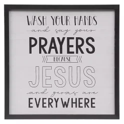 New Kirklands Home Black and White Jesus and Germs Plaque