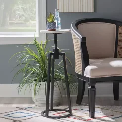 Discount Kirklands Home Black and White Marble Adjustable Drink Table