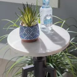 Discount Kirklands Home Black and White Marble Adjustable Drink Table