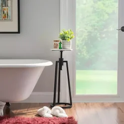 Discount Kirklands Home Black and White Marble Adjustable Drink Table