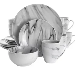 Hot Kirklands Home Black and White Marble 16-pc. Dinnerware Set