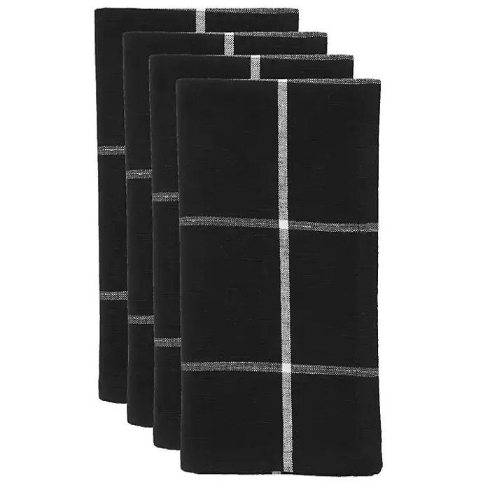 Sale Kirklands Home Black and White Plaid Cotton Napkins, Set of 4