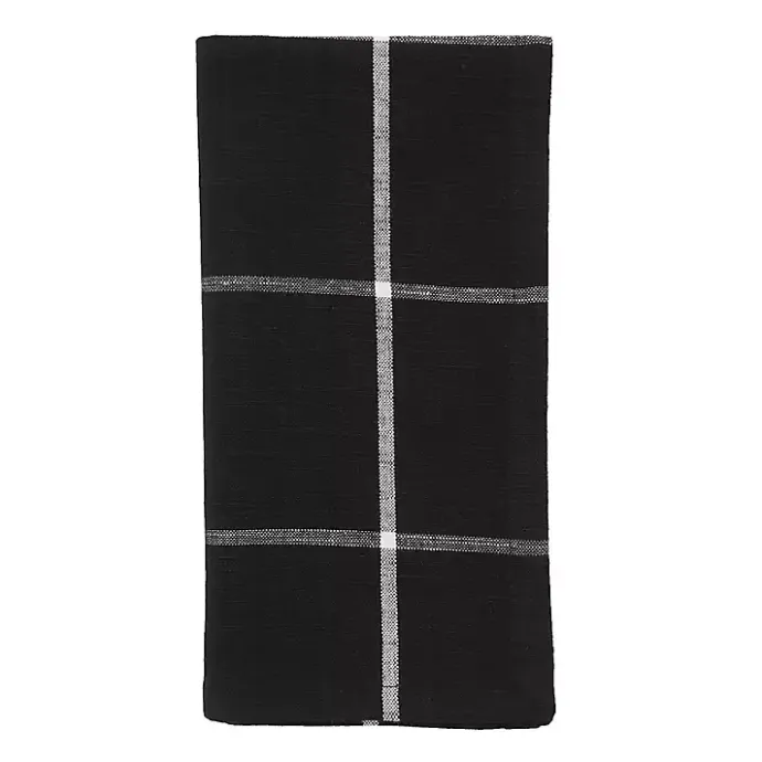 Sale Kirklands Home Black and White Plaid Cotton Napkins, Set of 4