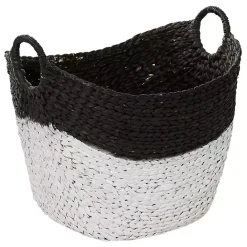 Clearance Kirklands Home Black and White Seagrass Ring Handle Basket
