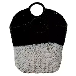 Clearance Kirklands Home Black and White Seagrass Ring Handle Basket