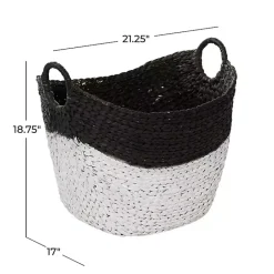 Clearance Kirklands Home Black and White Seagrass Ring Handle Basket