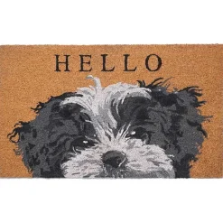 Best Kirklands Home Black and White Shih Tzu Hello Doormat