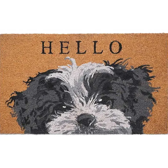 Best Kirklands Home Black and White Shih Tzu Hello Doormat