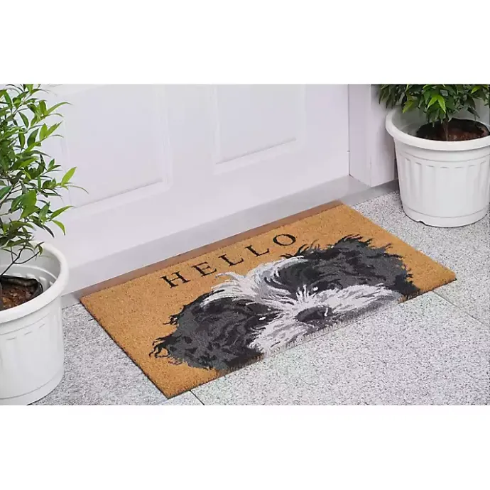 Best Kirklands Home Black and White Shih Tzu Hello Doormat