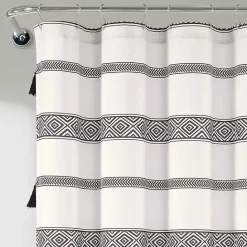 Hot Kirklands Home Black and White Striped Boho Shower Curtain