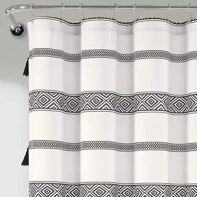 Hot Kirklands Home Black and White Striped Boho Shower Curtain