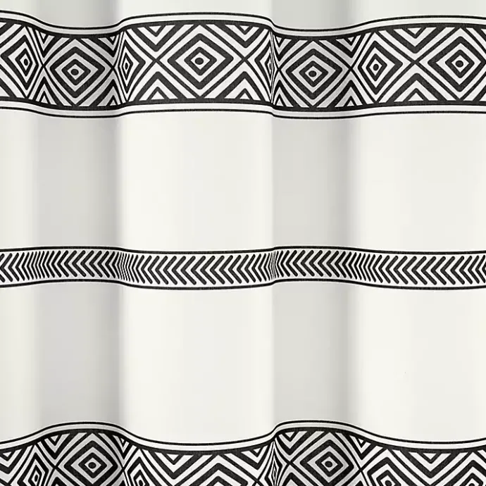 Hot Kirklands Home Black and White Striped Boho Shower Curtain