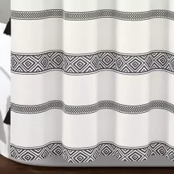 Hot Kirklands Home Black and White Striped Boho Shower Curtain