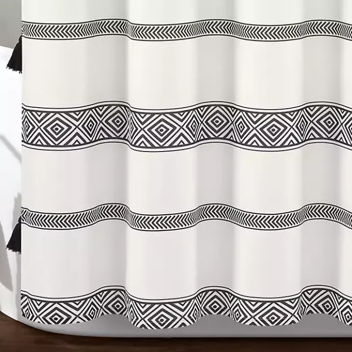 Hot Kirklands Home Black and White Striped Boho Shower Curtain