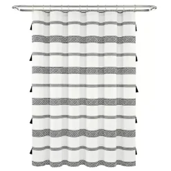 Hot Kirklands Home Black and White Striped Boho Shower Curtain