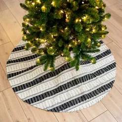 Discount Kirklands Home Black and White Striped Fringe Tree Skirt