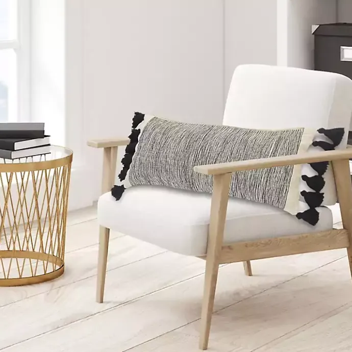 Best Kirklands Home Black and White Striped Lumbar Pillow with Tassels