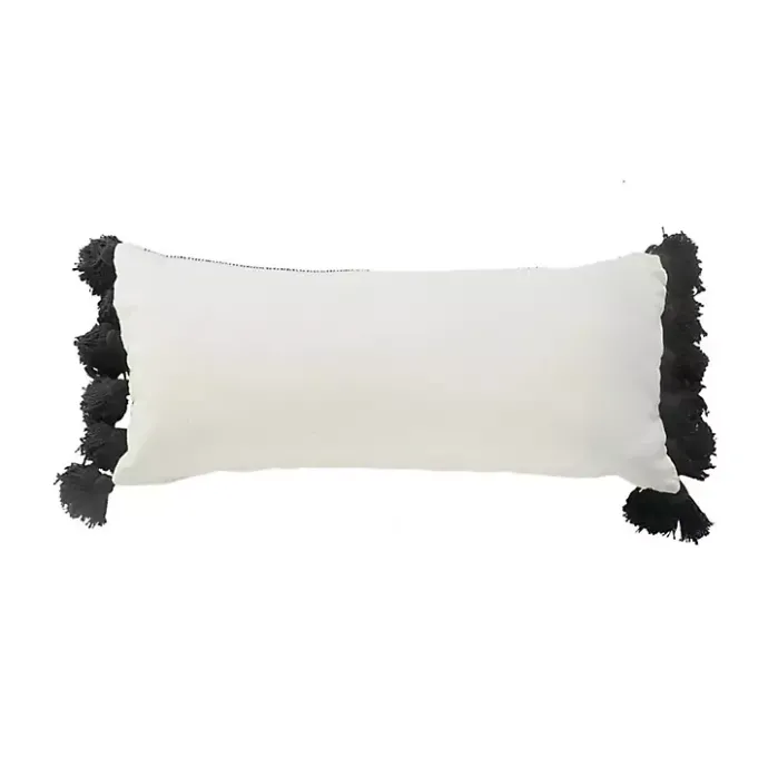 Best Kirklands Home Black and White Striped Lumbar Pillow with Tassels