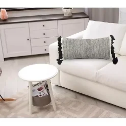 Best Kirklands Home Black and White Striped Lumbar Pillow with Tassels