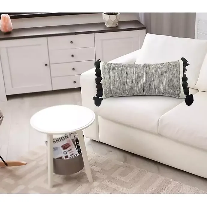 Best Kirklands Home Black and White Striped Lumbar Pillow with Tassels