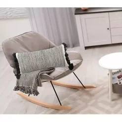 Best Kirklands Home Black and White Striped Lumbar Pillow with Tassels