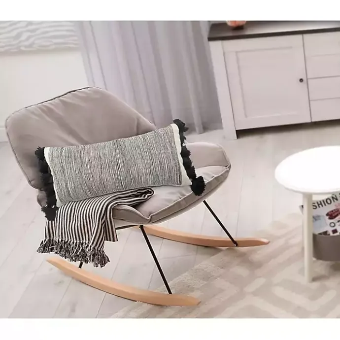 Best Kirklands Home Black and White Striped Lumbar Pillow with Tassels