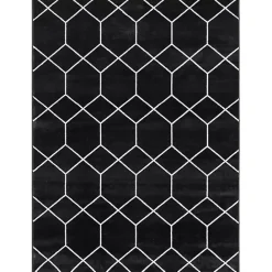 Best Kirklands Home Black and White Trellis Woven Area Rug, 6x9