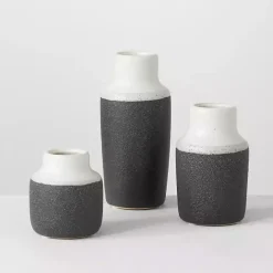 Discount Kirklands Home Black and White Two Tone Ceramic Vases, Set of 3