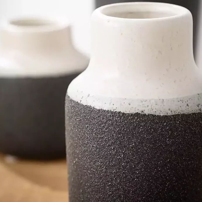 Discount Kirklands Home Black and White Two Tone Ceramic Vases, Set of 3