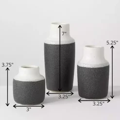 Discount Kirklands Home Black and White Two Tone Ceramic Vases, Set of 3