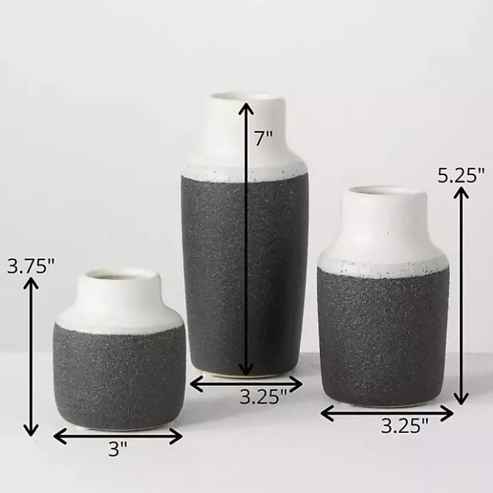 Discount Kirklands Home Black and White Two Tone Ceramic Vases, Set of 3