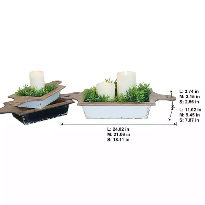 New Kirklands Home Black and White Wooden Base Bowls, Set of 3