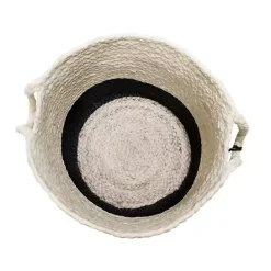 Sale Kirklands Home Black and White Woven Basket with Tassel, 19 in.