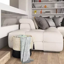 Sale Kirklands Home Black and White Woven Basket with Tassel, 19 in.