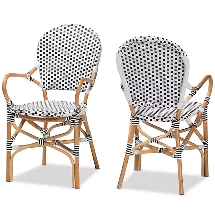 Clearance Kirklands Home Black and White Woven Dining Chairs, Set of 2