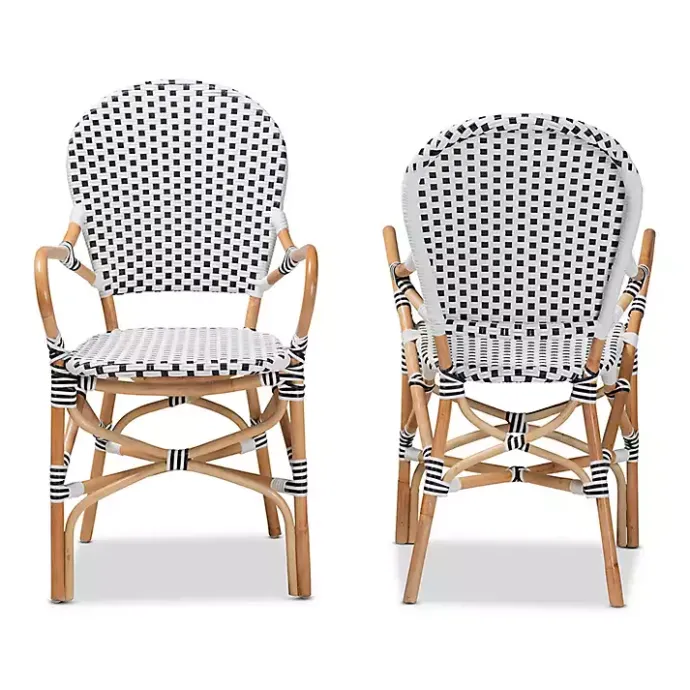 Clearance Kirklands Home Black and White Woven Dining Chairs, Set of 2