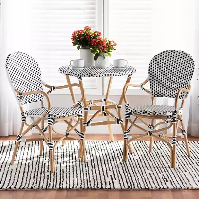 Clearance Kirklands Home Black and White Woven Dining Chairs, Set of 2