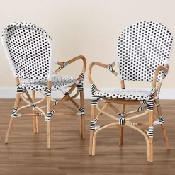 Clearance Kirklands Home Black and White Woven Dining Chairs, Set of 2