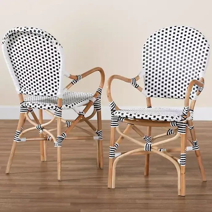 Clearance Kirklands Home Black and White Woven Dining Chairs, Set of 2