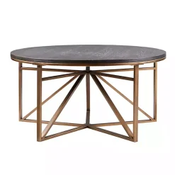 New Kirklands Home Antique Bronze Kayden Round Coffee Table Black