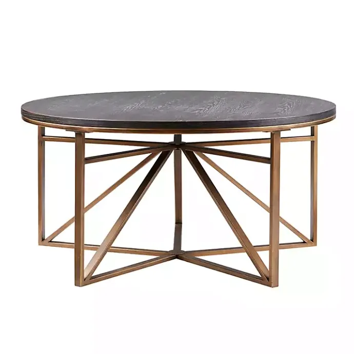 New Kirklands Home Antique Bronze Kayden Round Coffee Table Black